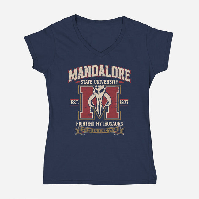 Mandalore University-Womens-V-Neck-Tee-Popnotic