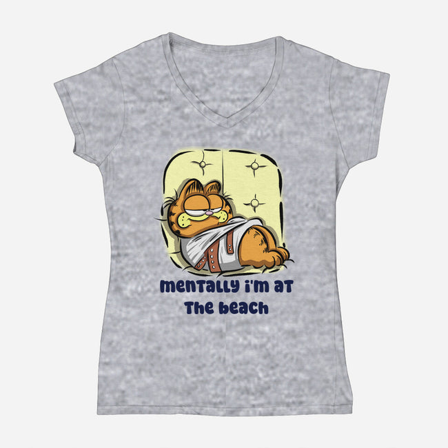 I'm At The Beach-Womens-V-Neck-Tee-nickzzarto