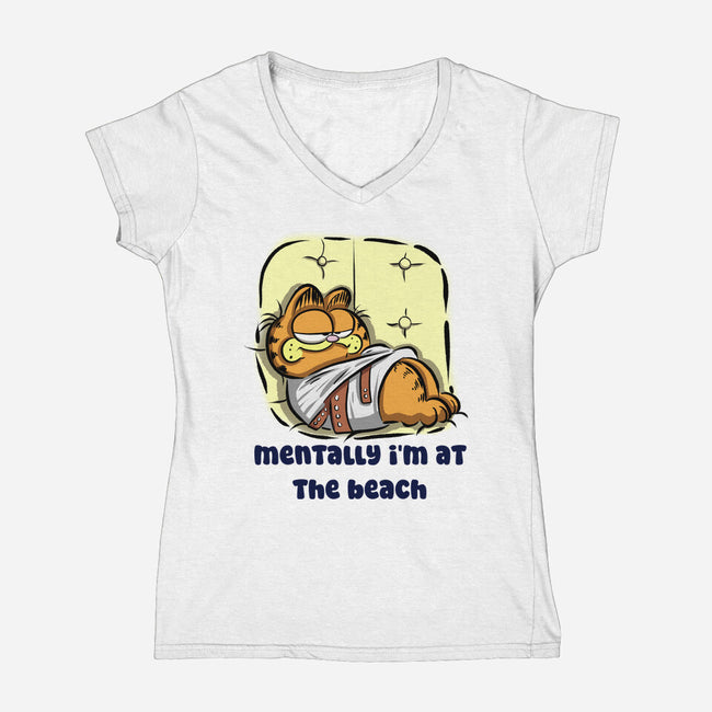 I'm At The Beach-Womens-V-Neck-Tee-nickzzarto