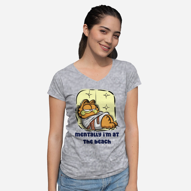 I'm At The Beach-Womens-V-Neck-Tee-nickzzarto