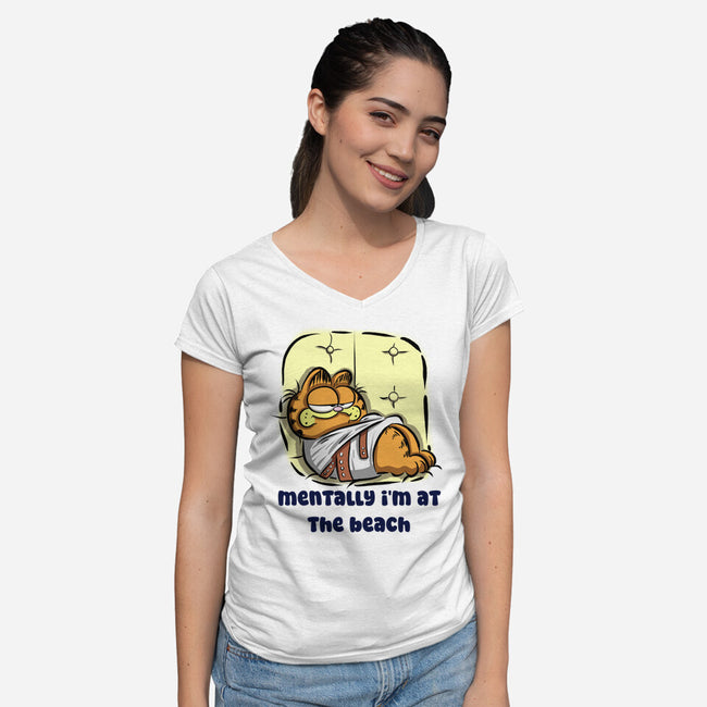 I'm At The Beach-Womens-V-Neck-Tee-nickzzarto