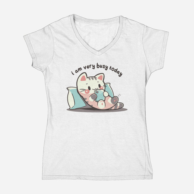 I Am Very Busy Today-Womens-V-Neck-Tee-TechraNova