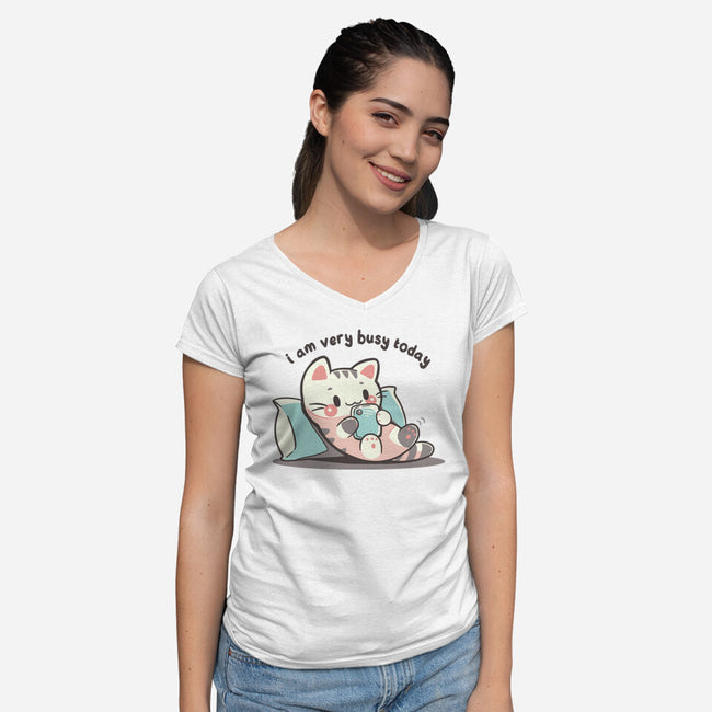 I Am Very Busy Today-Womens-V-Neck-Tee-TechraNova