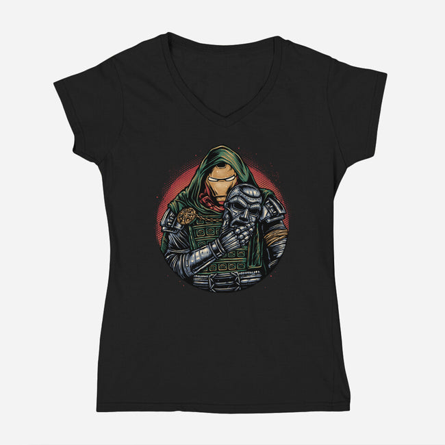 Iron Inside-Womens-V-Neck-Tee-glitchygorilla