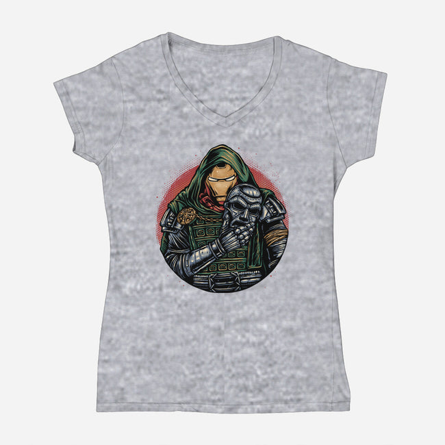 Iron Inside-Womens-V-Neck-Tee-glitchygorilla