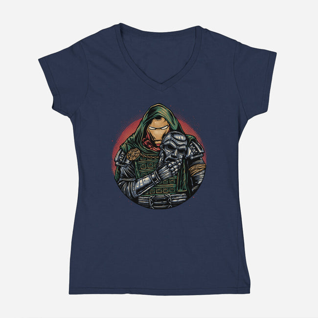 Iron Inside-Womens-V-Neck-Tee-glitchygorilla