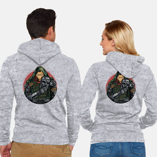 Iron Inside-Unisex-Zip-Up-Sweatshirt-glitchygorilla