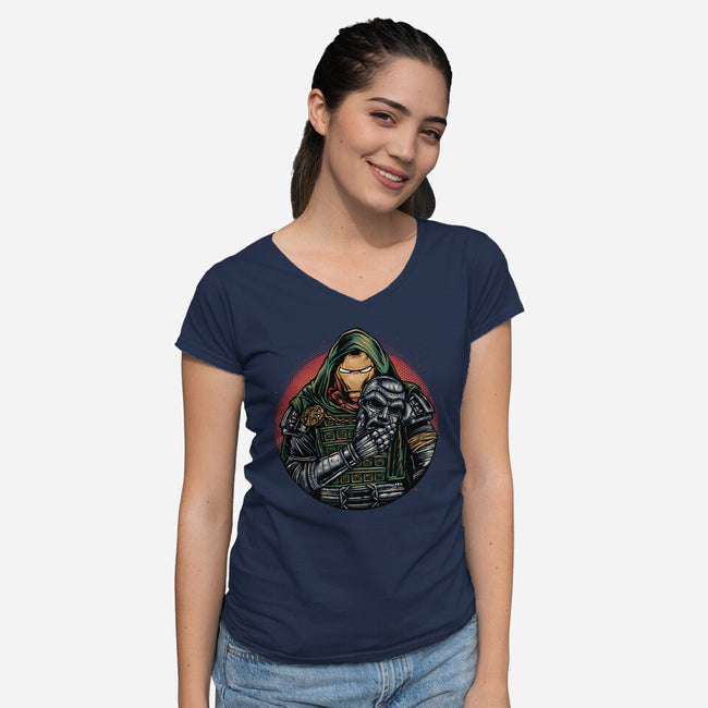 Iron Inside-Womens-V-Neck-Tee-glitchygorilla