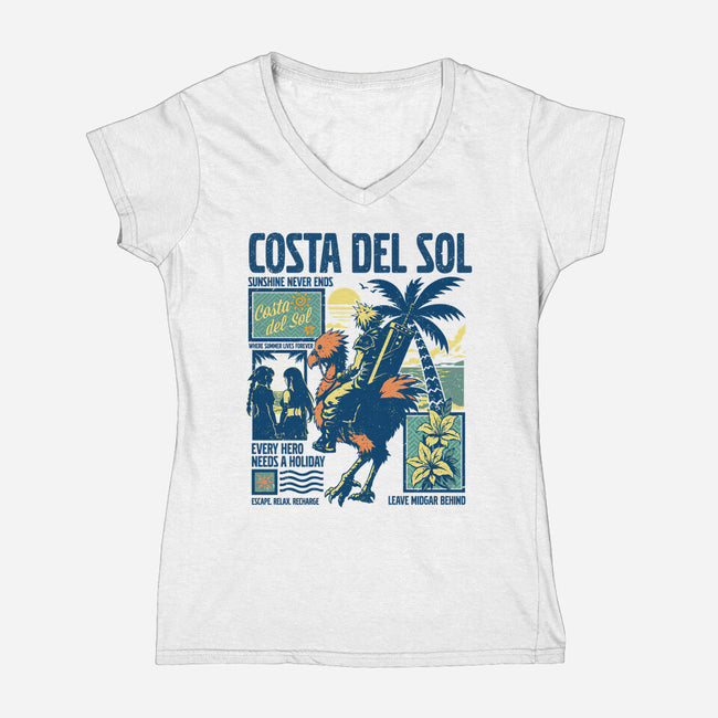 Welcome To Costa Del Sol-Womens-V-Neck-Tee-hypertwenty