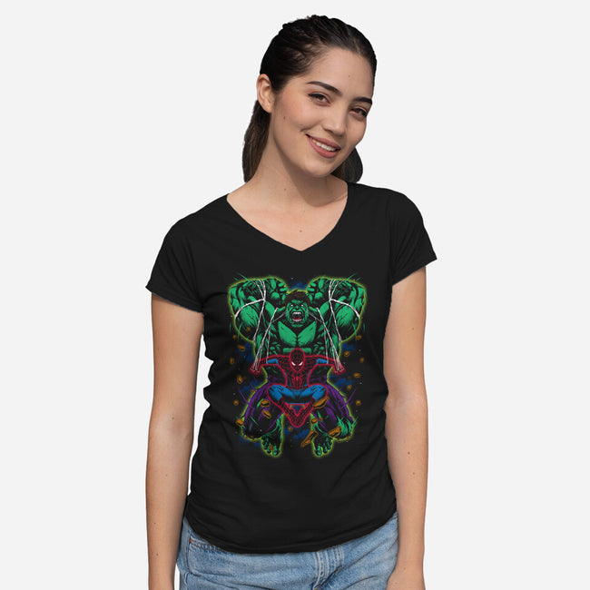 Smash Meets Swing-Womens-V-Neck-Tee-zybbhorn