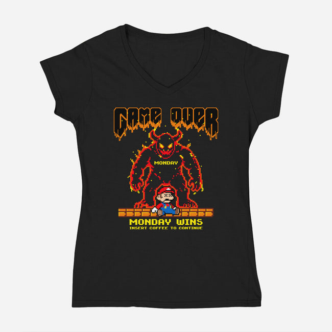 Monday Wins-Womens-V-Neck-Tee-OPIPPI