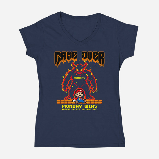 Monday Wins-Womens-V-Neck-Tee-OPIPPI
