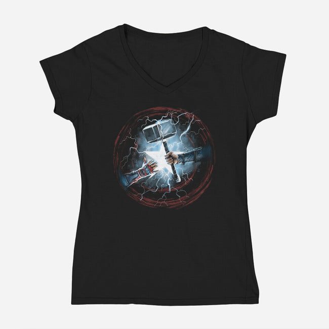 Worthy Of Mjolnir-Womens-V-Neck-Tee-zascanauta