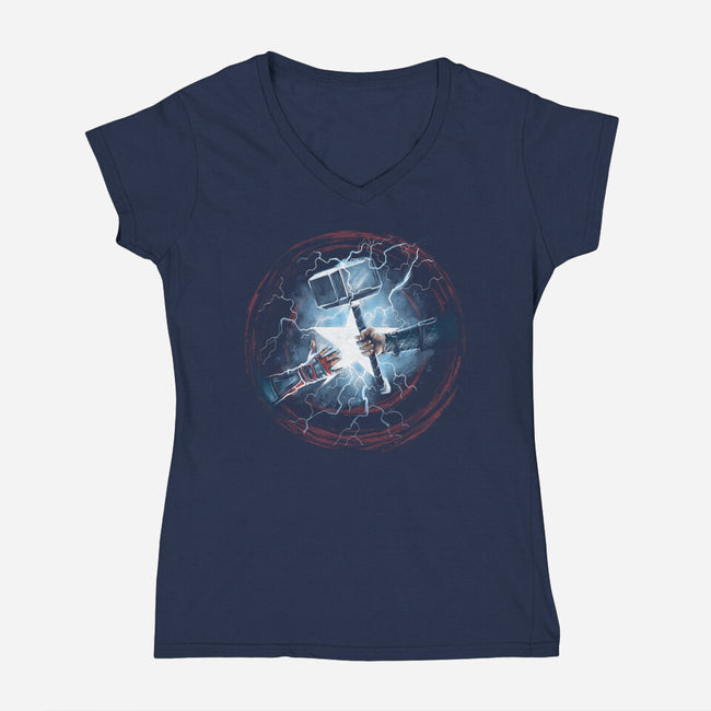 Worthy Of Mjolnir-Womens-V-Neck-Tee-zascanauta