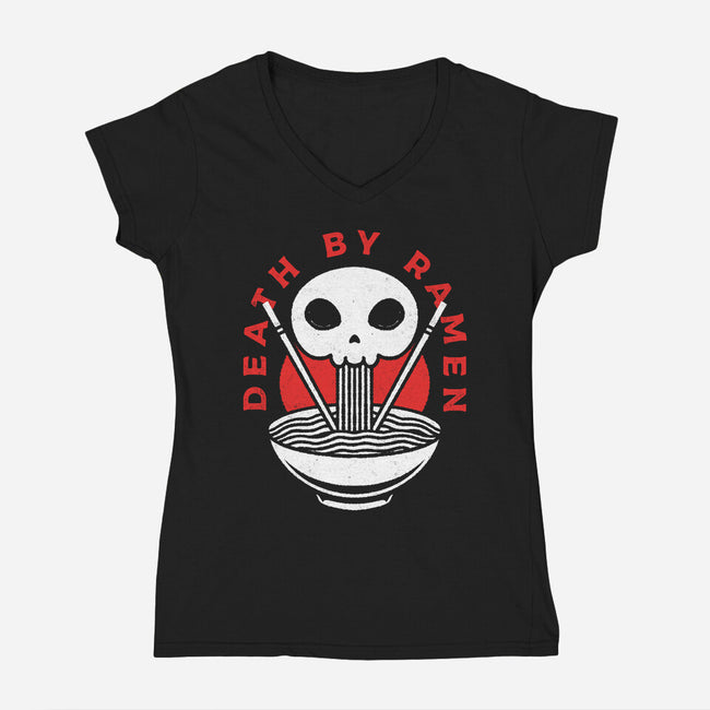 Death By Ramen Worth It-Womens-V-Neck-Tee-Alundrart