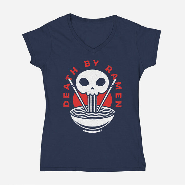 Death By Ramen Worth It-Womens-V-Neck-Tee-Alundrart