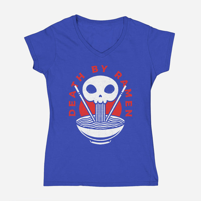 Death By Ramen Worth It-Womens-V-Neck-Tee-Alundrart