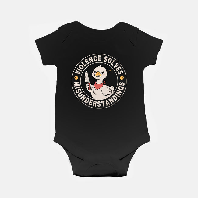 Violence Solves Misunderstandings-Baby-Basic-Onesie-GODZILLARGE