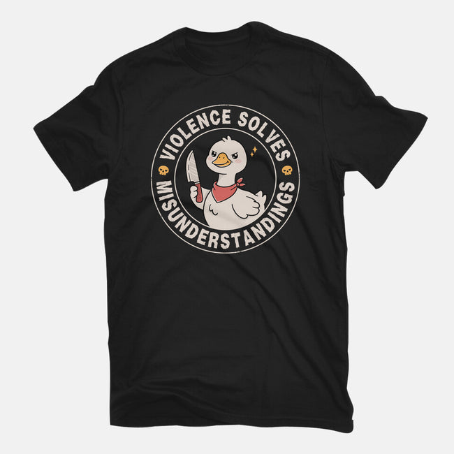 Violence Solves Misunderstandings-Mens-Basic-Tee-GODZILLARGE