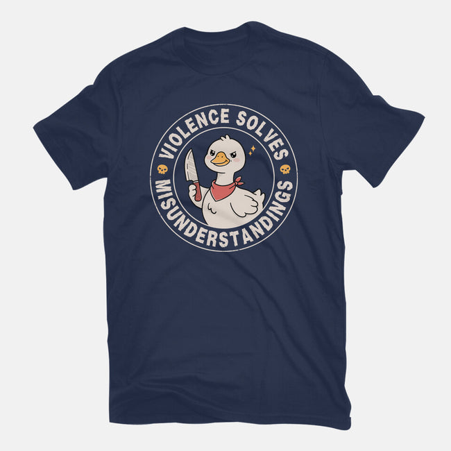Violence Solves Misunderstandings-Mens-Basic-Tee-GODZILLARGE