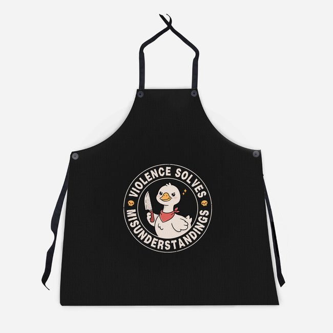 Violence Solves Misunderstandings-Unisex-Kitchen-Apron-GODZILLARGE