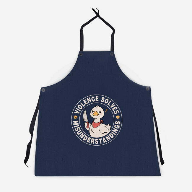 Violence Solves Misunderstandings-Unisex-Kitchen-Apron-GODZILLARGE