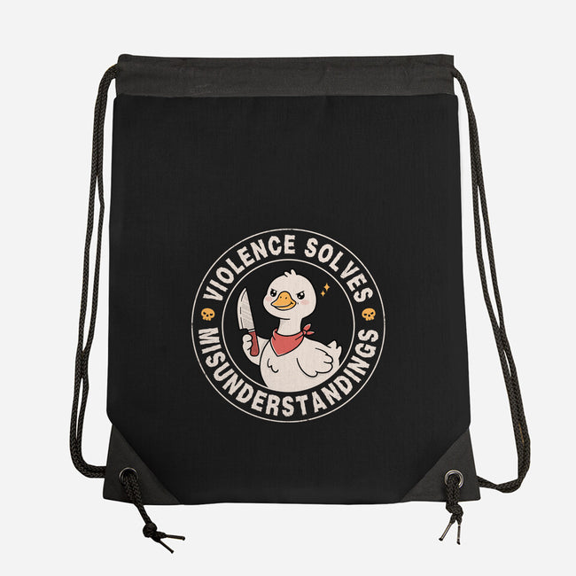 Violence Solves Misunderstandings-None-Drawstring-Bag-GODZILLARGE