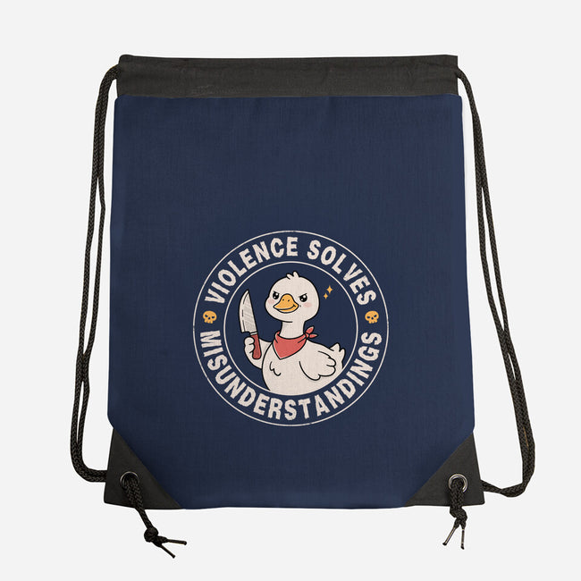 Violence Solves Misunderstandings-None-Drawstring-Bag-GODZILLARGE