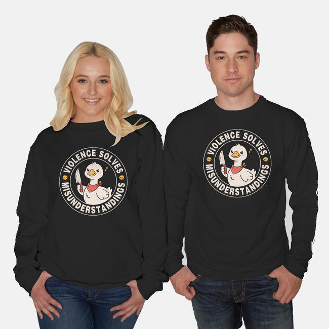 Violence Solves Misunderstandings-Unisex-Crew Neck-Sweatshirt-GODZILLARGE