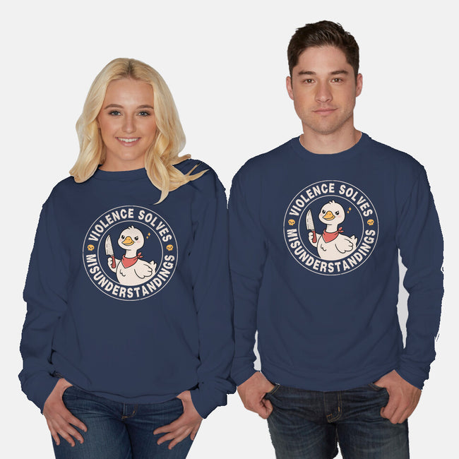 Violence Solves Misunderstandings-Unisex-Crew Neck-Sweatshirt-GODZILLARGE