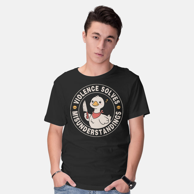 Violence Solves Misunderstandings-Mens-Basic-Tee-GODZILLARGE