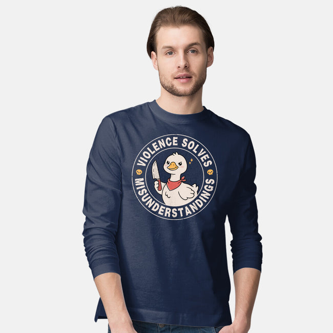 Violence Solves Misunderstandings-Mens-Long Sleeved-Tee-GODZILLARGE