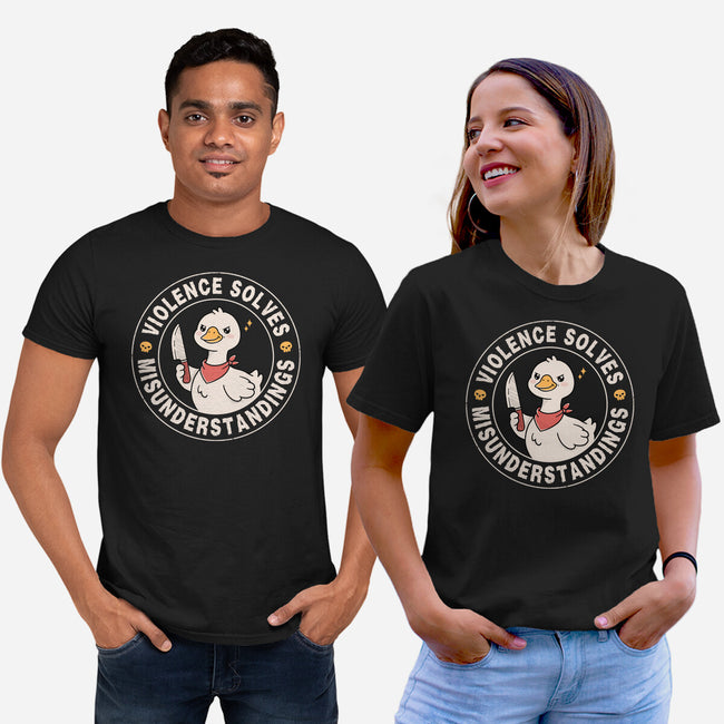Violence Solves Misunderstandings-Unisex-Basic-Tee-GODZILLARGE