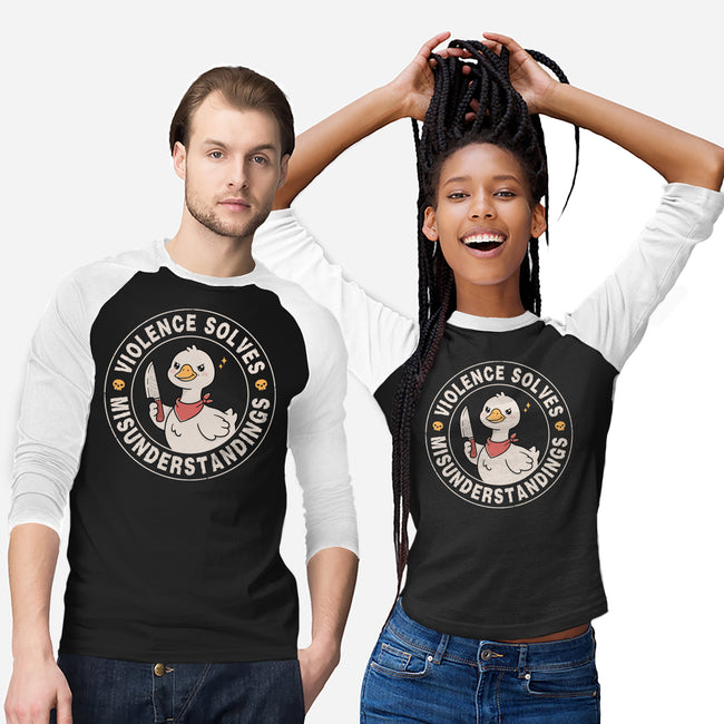 Violence Solves Misunderstandings-Unisex-Baseball-Tee-GODZILLARGE