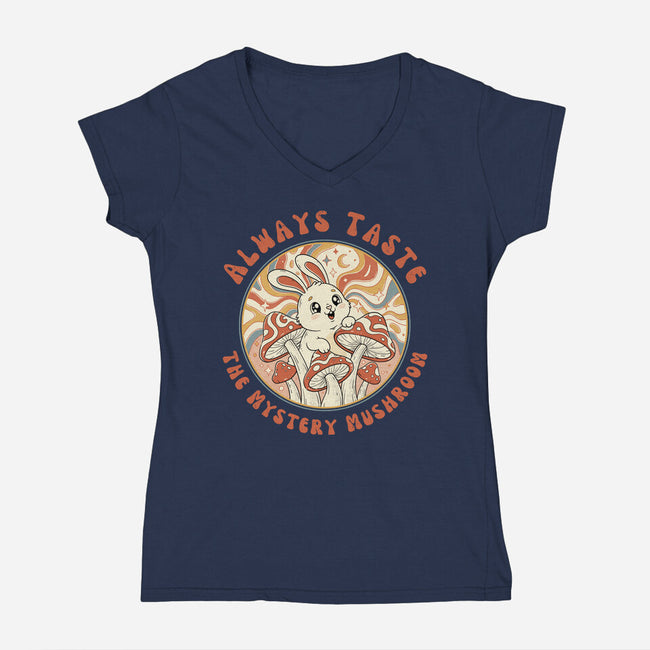 Mystery Mushroom-Womens-V-Neck-Tee-GODZILLARGE