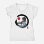 Enso T-Rex-Womens-V-Neck-Tee-DrMonekers