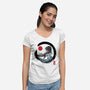 Enso T-Rex-Womens-V-Neck-Tee-DrMonekers