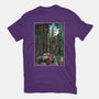 T-Rex Chase Woodblock-Mens-Basic-Tee-DrMonekers
