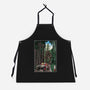 T-Rex Chase Woodblock-Unisex-Kitchen-Apron-DrMonekers