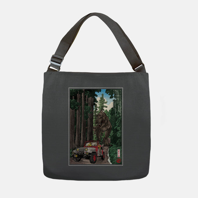 T-Rex Chase Woodblock-None-Adjustable Tote-Bag-DrMonekers