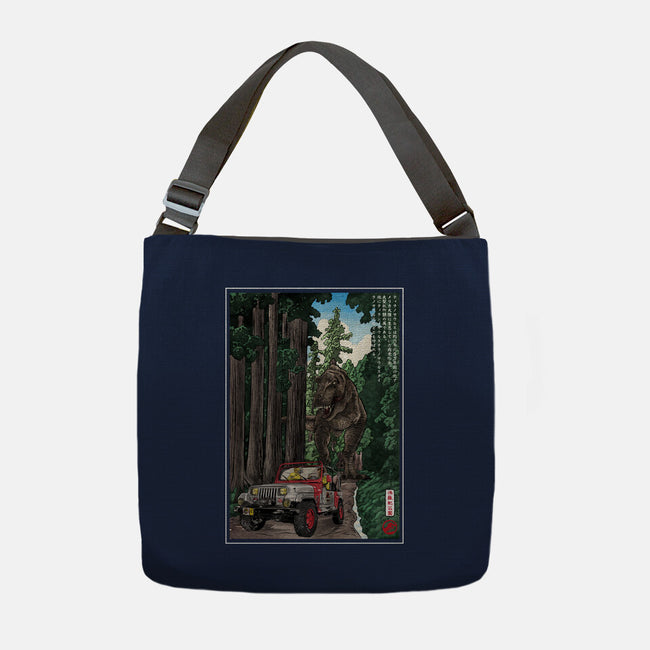 T-Rex Chase Woodblock-None-Adjustable Tote-Bag-DrMonekers