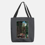 T-Rex Chase Woodblock-None-Basic Tote-Bag-DrMonekers
