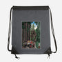 T-Rex Chase Woodblock-None-Drawstring-Bag-DrMonekers