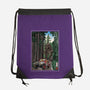 T-Rex Chase Woodblock-None-Drawstring-Bag-DrMonekers