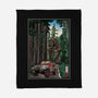 T-Rex Chase Woodblock-None-Fleece-Blanket-DrMonekers