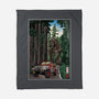 T-Rex Chase Woodblock-None-Fleece-Blanket-DrMonekers