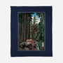 T-Rex Chase Woodblock-None-Fleece-Blanket-DrMonekers