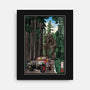 T-Rex Chase Woodblock-None-Stretched-Canvas-DrMonekers