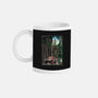 T-Rex Chase Woodblock-None-Mug-Drinkware-DrMonekers