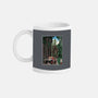T-Rex Chase Woodblock-None-Mug-Drinkware-DrMonekers
